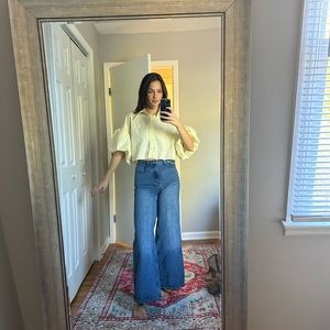 Yellow Cropped Collared Shirt